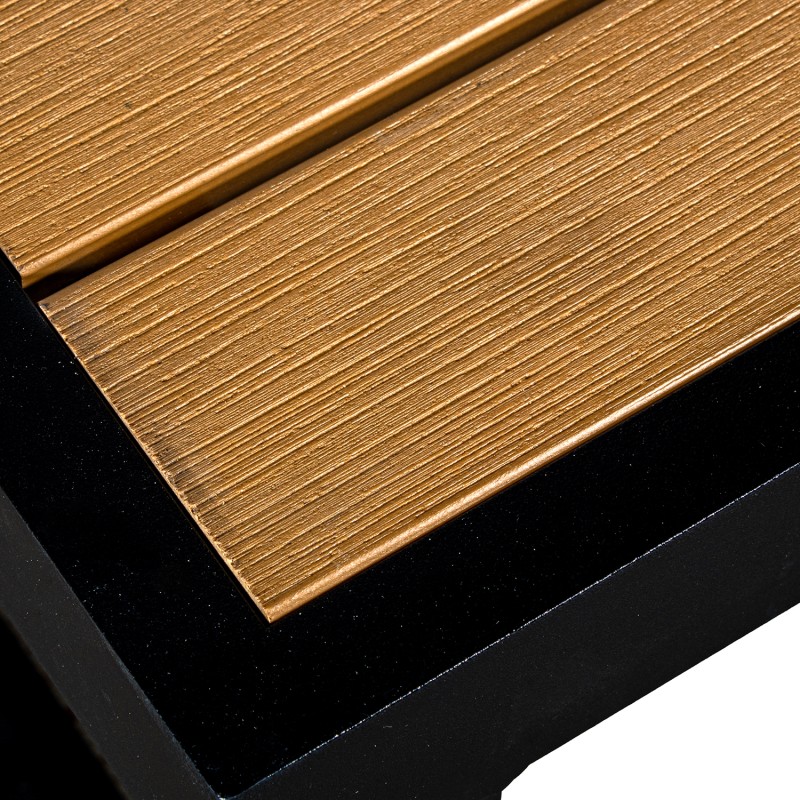 Conjunto Sofá De Canto+mesa De Alumínio Preto/ Ripas De Ps, Sofás:160x68x63cm/227x69x63cm, Mesa:69x60x32cm - Image 4