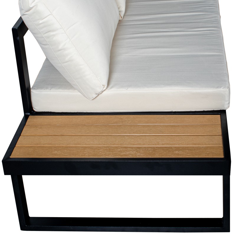 Conjunto Sofá De Canto+mesa De Alumínio Preto/ Ripas De Ps, Sofás:160x68x63cm/227x69x63cm, Mesa:69x60x32cm - Image 6