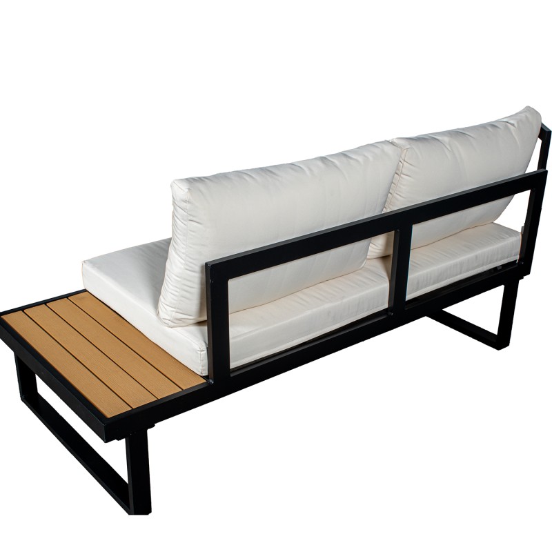 Conjunto Sofá De Canto+mesa De Alumínio Preto/ Ripas De Ps, Sofás:160x68x63cm/227x69x63cm, Mesa:69x60x32cm - Image 7