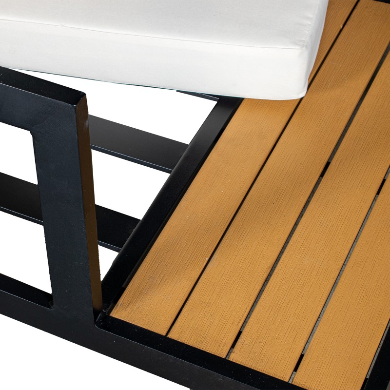 Conjunto Sofá De Canto+mesa De Alumínio Preto/ Ripas De Ps, Sofás:160x68x63cm/227x69x63cm, Mesa:69x60x32cm - Image 8