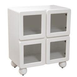 Consola De Entrada Em Madeira Mdf Branca Com 4 Portas De Vidro  67x40x78cm