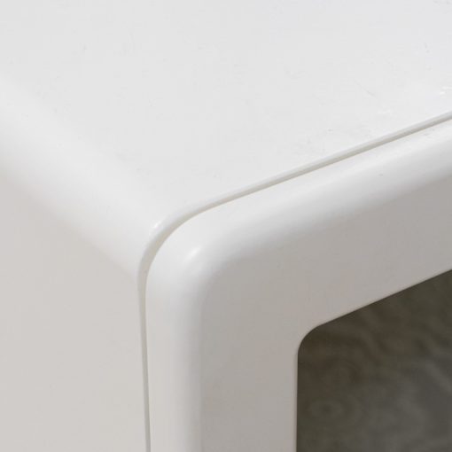 Consola De Entrada Em Madeira Mdf Branca Com 4 Portas De Vidro  67x40x78cm - Image 4