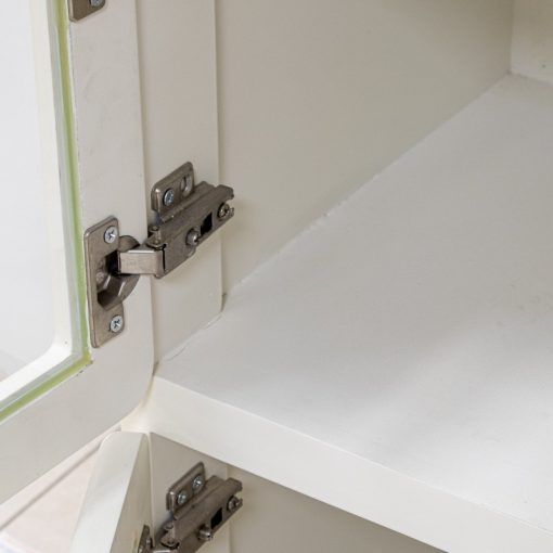 Consola De Entrada Em Madeira Mdf Branca Com 4 Portas De Vidro  67x40x78cm - Image 5