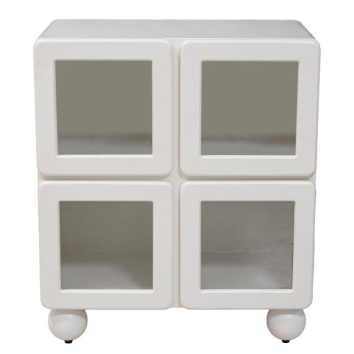 Consola De Entrada Em Madeira Mdf Branca Com 4 Portas De Vidro  67x40x78cm - Image 7
