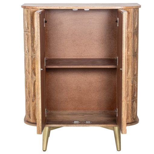 Consola Em Madeira De Mango 2 Portas Pernas Em Metal Dourado 90x42x110cm - Image 2