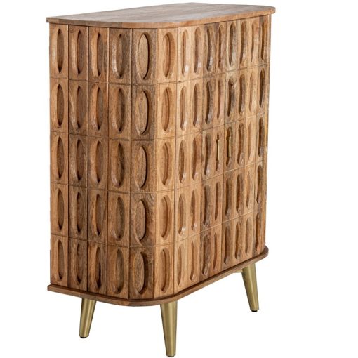 Consola Em Madeira De Mango 2 Portas Pernas Em Metal Dourado 90x42x110cm - Image 8