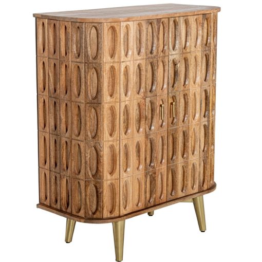 Consola Em Madeira De Mango 2 Portas Pernas Em Metal Dourado 90x42x110cm - Image 9