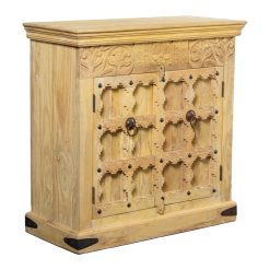 Consola Em Madeira De Mango Decorada 90x40x90cm