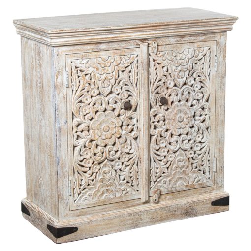 Consola Em Madeira De Mango Decorada 90x40x90cm