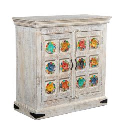 Consola Em Madeira De Mango Decorada 90x40x90cm