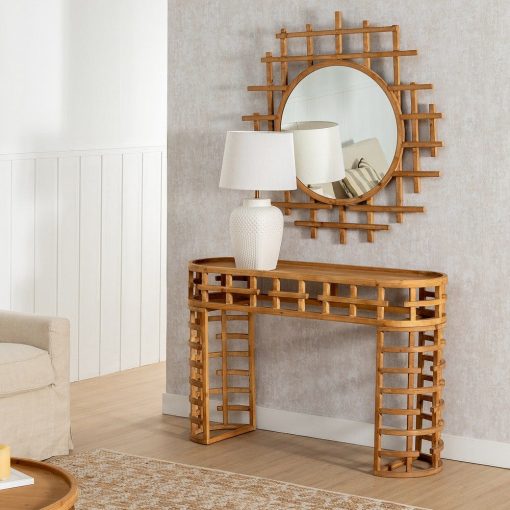 Consola Natural Mdf-Madeira 120 X 35 X 76 Cm