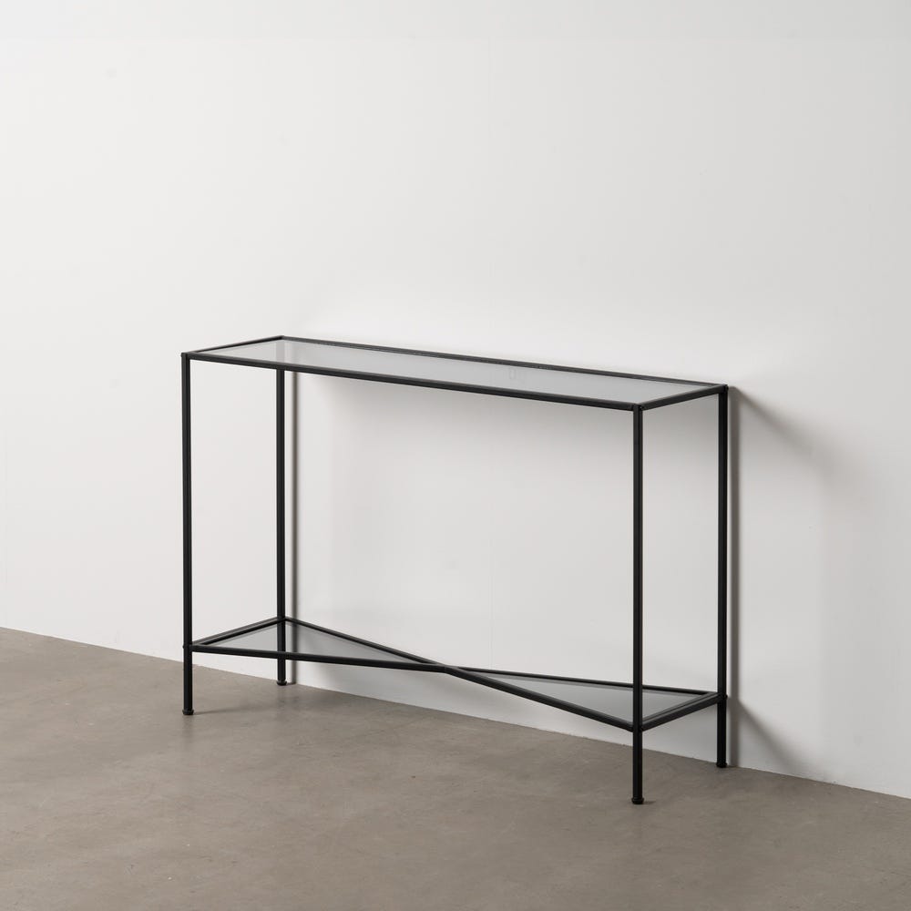 Consola Preto Metal-Cristal 100 X 30 X 70 Cm - Image 7
