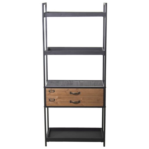 Estante Metal/ Madeira  com 2 Gavetas 60x30x140cm, Dm+chapa Abeto - Image 3