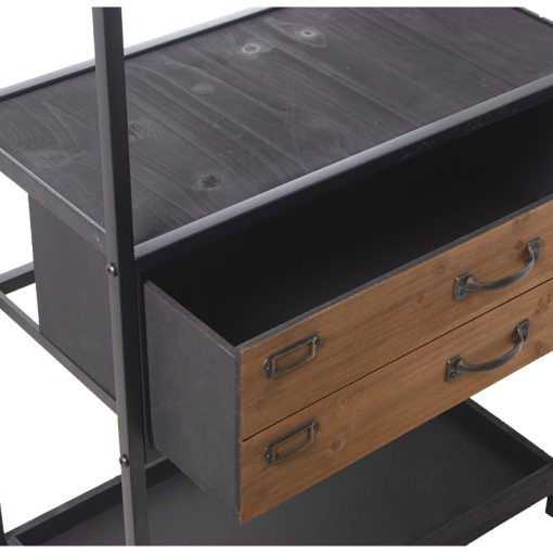 Estante Metal/ Madeira  com 2 Gavetas 60x30x140cm, Dm+chapa Abeto - Image 4