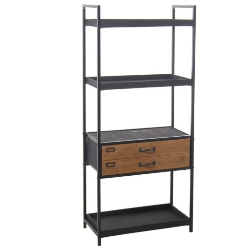 Estante Metal/ Madeira  com 2 Gavetas 60x30x140cm
