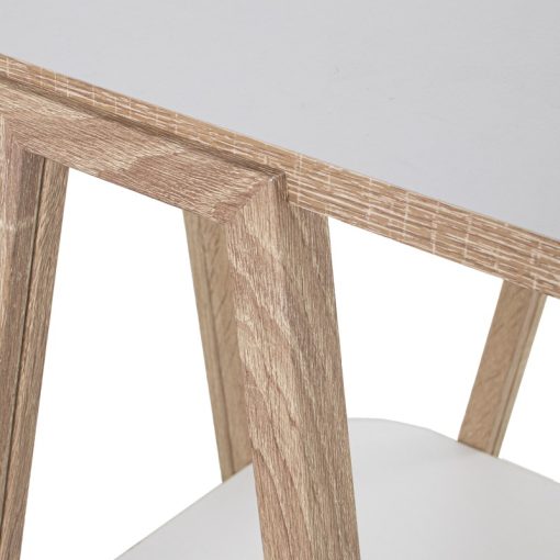 Mesa Aux. Madeira Branco +Pés Cor Carvalho, Requer Montagem 50x50x60cm Balda:38x38x1,8cm - Image 4