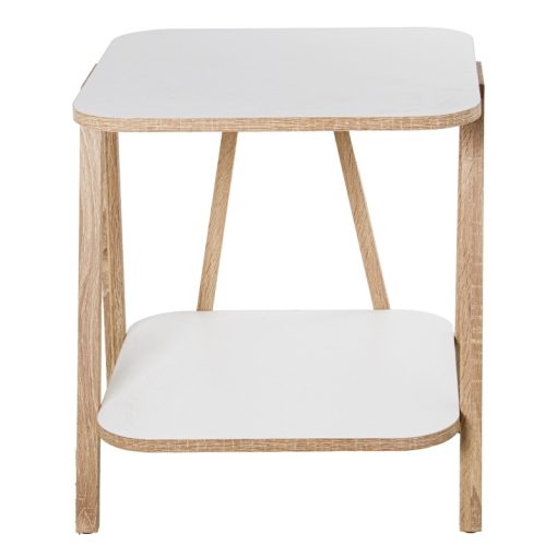 Mesa Aux. Madeira Branco +Pés Cor Carvalho, Requer Montagem 50x50x60cm Balda:38x38x1,8cm - Image 5