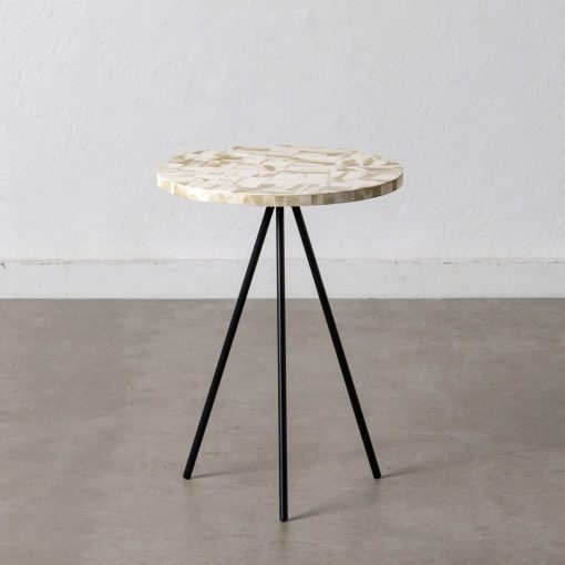 Mesa Auxiliar Bege-Negro Metal / Resina 38 X 38 X 50 Cm - Image 10