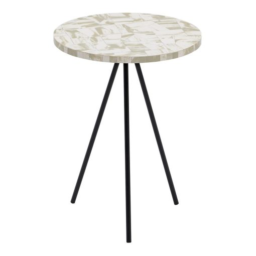 Mesa Auxiliar Bege-Negro Metal / Resina 38 X 38 X 50 Cm - Image 11