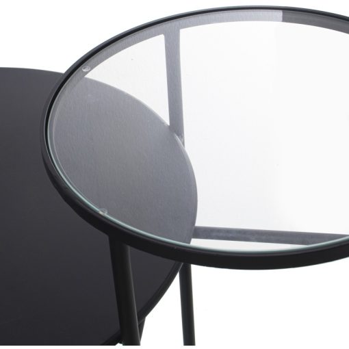 Mesa Auxiliar Doble Metal Negro/cristal (2 Mesas Unidas) 85x59x56cm (59x41+40x56cm) - Image 4