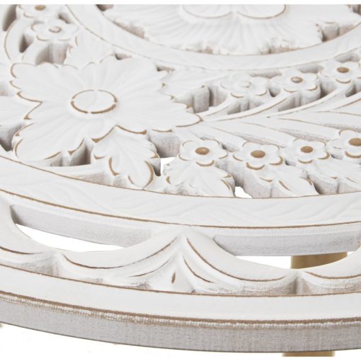 Mesa Auxiliar Madeira Calada Branco, Pés Natural 60x62cm - Image 3