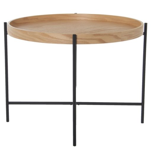 Mesa Auxiliar Madeira NaturalPés Metal Negro 62x45cm, Madeira:dm+chapa Robl - Image 3