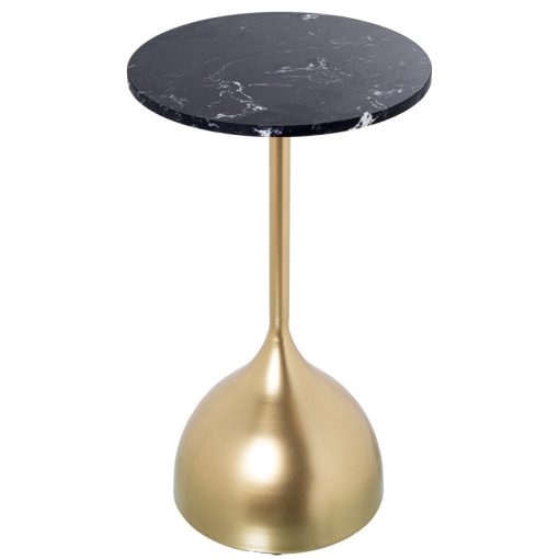 Mesa Auxiliar Mármore Negro  com Pés Metal Dorado 35x60cm