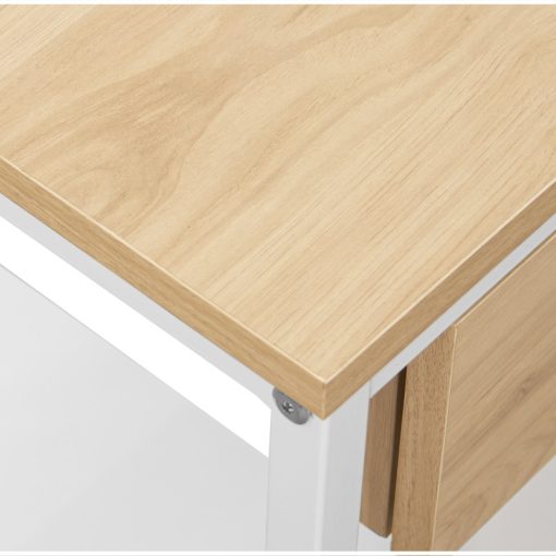 Mesa Auxiliar Metal Branco Madeira Natural 50x35x50cm, Madeira: Dm - Image 4