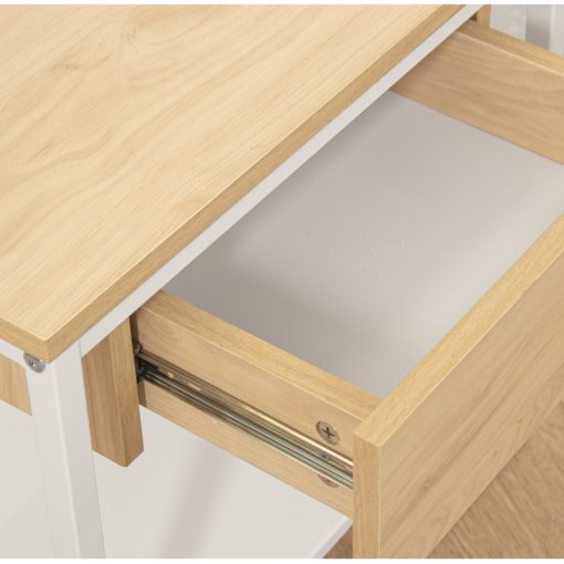 Mesa Auxiliar Metal Branco Madeira Natural 50x35x50cm, Madeira: Dm - Image 5
