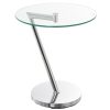 Mesa Auxiliar Metal Cromado  com cristal Transparente 45x52cm