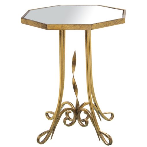 Mesa Auxiliar Metal Dorado e Espelho 48x60cm