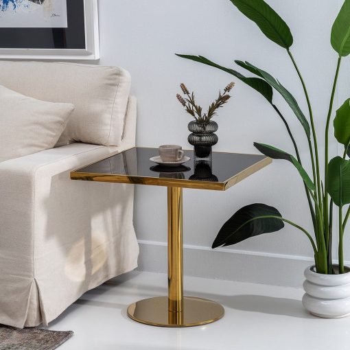 Mesa Auxiliar Preto-Ouro 60 X 60 X 60 Cm