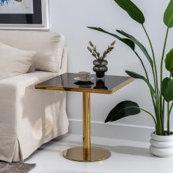 Mesa Auxiliar Preto-Ouro 60 X 60 X 60 Cm