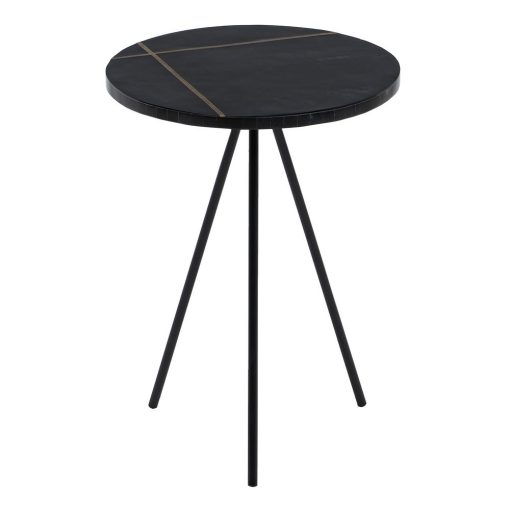 Mesa Auxiliar Preto-Ouro Metal / Resina 38 X 38 X 43 Cm - Image 3