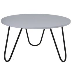 Mesa Centro Madeira Branco Pés Metal Branco 80x44cm