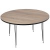Mesa Centro Redonda Madeira Cor Carvalho0 Pés Metal Neg 89x45cm