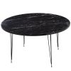 Mesa Centro Redonda Madeira/metal Efeito Mármore Negro 89x45cm