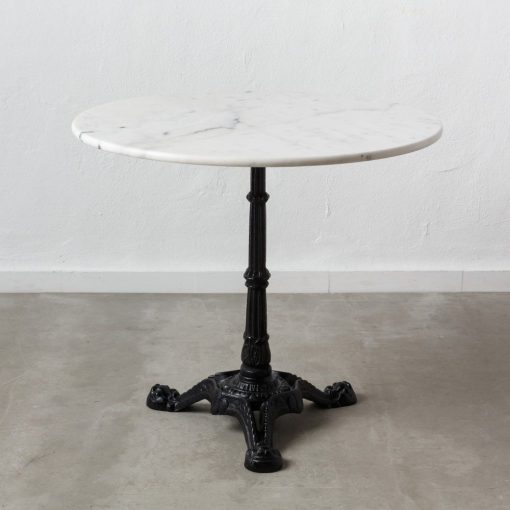 Mesa Comedor Blanco-Negro Metal-Mármol 80 X 80 X 71 Cm - Image 7