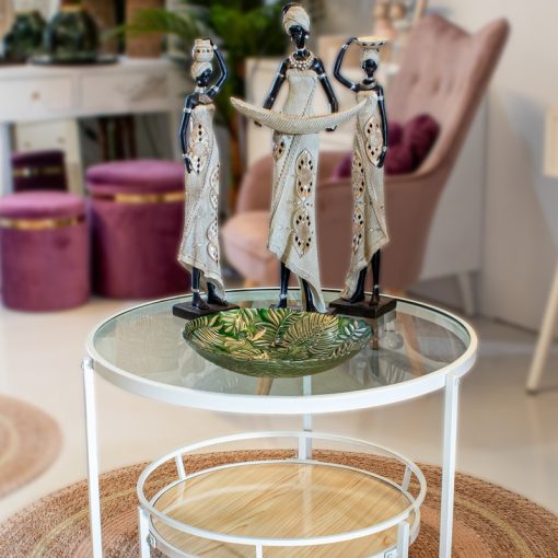 Mesa De Apoio Branca Em Metal/vidro/madeira 70x45cm, Tablero 50cm - Image 6