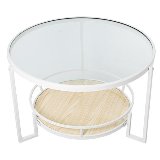 Mesa De Apoio Branca Em Metal/vidro/madeira 70x45cm