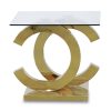 Mesa De Apoio Em Vidro/aço Dourado Brilhante +91187+91188  55x55x50cm