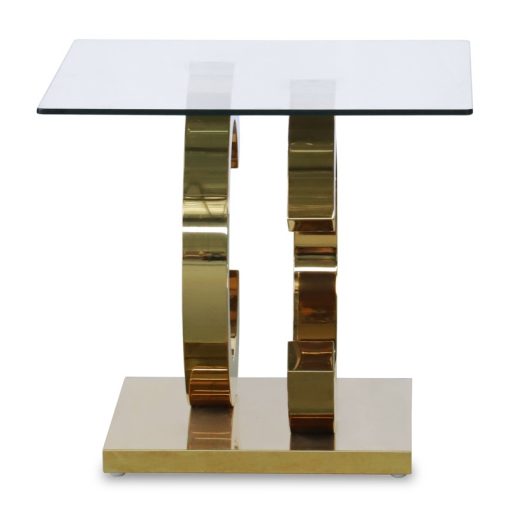 Mesa De Apoio Em Vidro/aço Dourado Brilhante +91187+91188  55x55x50cm, Vidro Temperado:8mm - Image 3