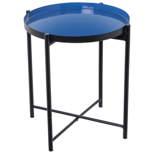 Mesa De Apoio Metal Esmaltado Azul/negro 50x52cm