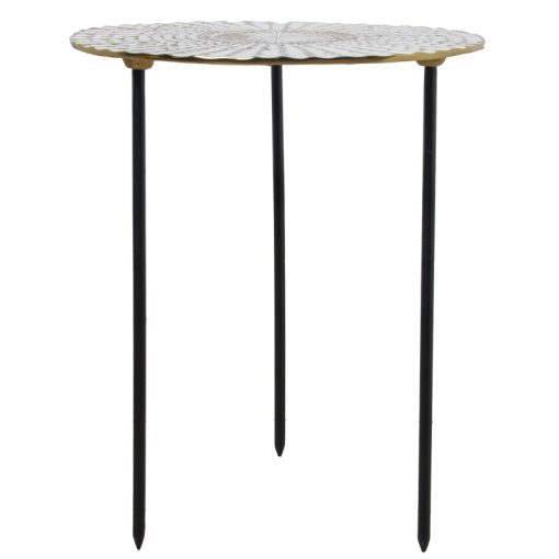 Mesa De Apoio Metal Esmaltado Branco/dourado, Pernas Pretas 41x50cm - Image 5