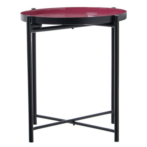 Mesa De Apoio Metal Esmaltado Rosa Escuro/preto 50x52cm - Image 2