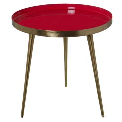 Mesa De Apoio Metal Esmaltado Vermelho 46x46cm