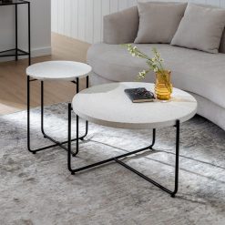 Mesa De Cafe Bege-Negro Magnésio 68 X 68 X 44 Cm