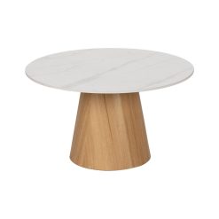 Mesa De Cafe Branco-Natural 80 X 80 X 45 Cm