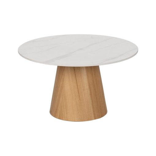 Mesa De Cafe Branco-Natural 80 X 80 X 45 Cm