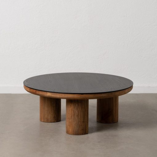 Mesa De Cafe Natural-Preto 90 X 90 X 35 Cm